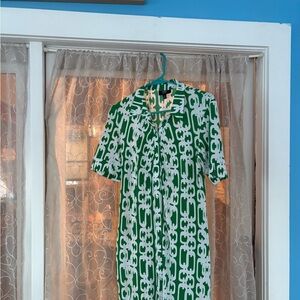 MSK Green and White Patterned Blouse